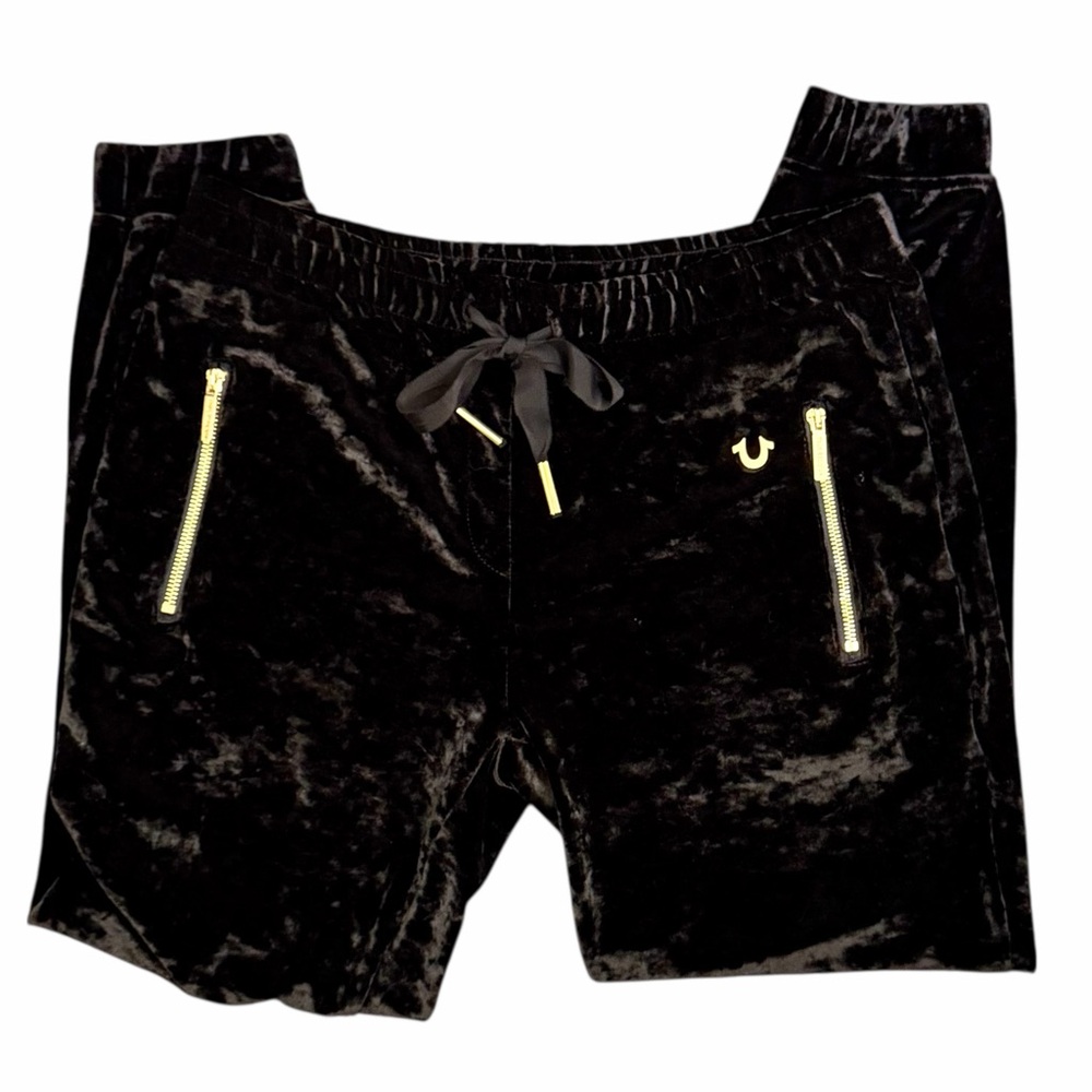 True Religion Velvet Drawstring Joggers Black size Large